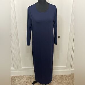 Chico’s Midi Dress Shirtail Hem Navy Knit size medium